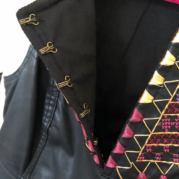 Free People Faux Leather Embroidered Dress - Picture 8 of 11